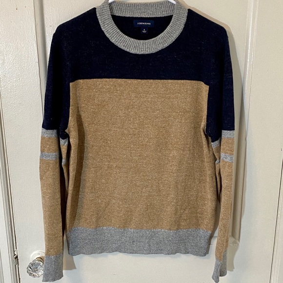 J. Crew Cotton-Wool Colorblock Crewneck Sweater - Picture 1 of 5